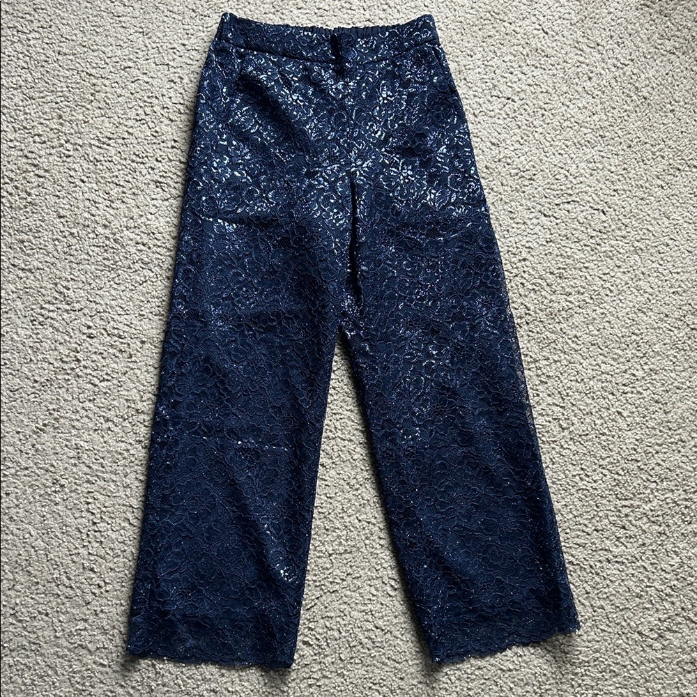 J. Crew Dark Blue Sparkle Lace Trousers